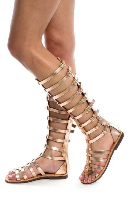 Heidi-Mode | Gladiator Sandale Damen Sommer Römische Bandage Sandalen Frauen Causal Zip Flache Sandalen Mädchen Sommer Loch Strand Schuhe - Image 7