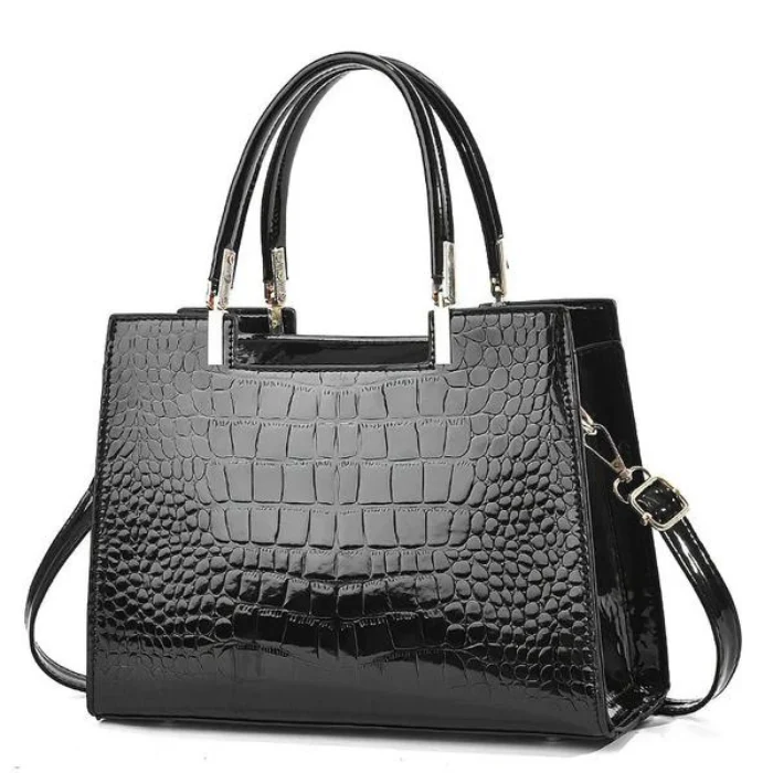 Heidi-Mode | Glänzende Tote Bag mit Krokodilmuster und Langem Riemen - Image 2