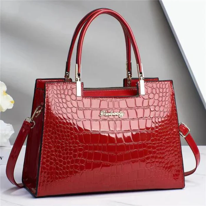 Heidi-Mode | Glänzende Tote Bag mit Krokodilmuster und Langem Riemen - Image 8