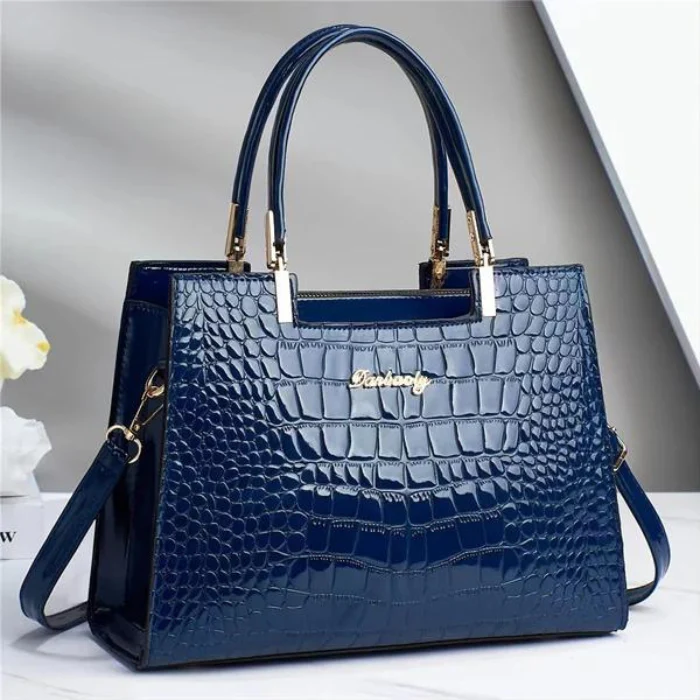 Heidi-Mode | Glänzende Tote Bag mit Krokodilmuster und Langem Riemen - Image 9