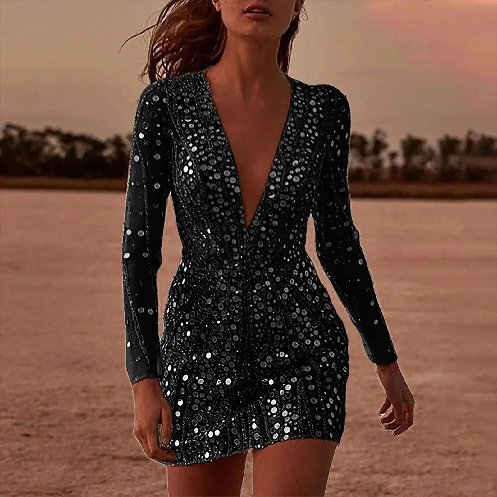 Heidi-Mode | Glitzerndes Langarm-Abendkleid - Image 3