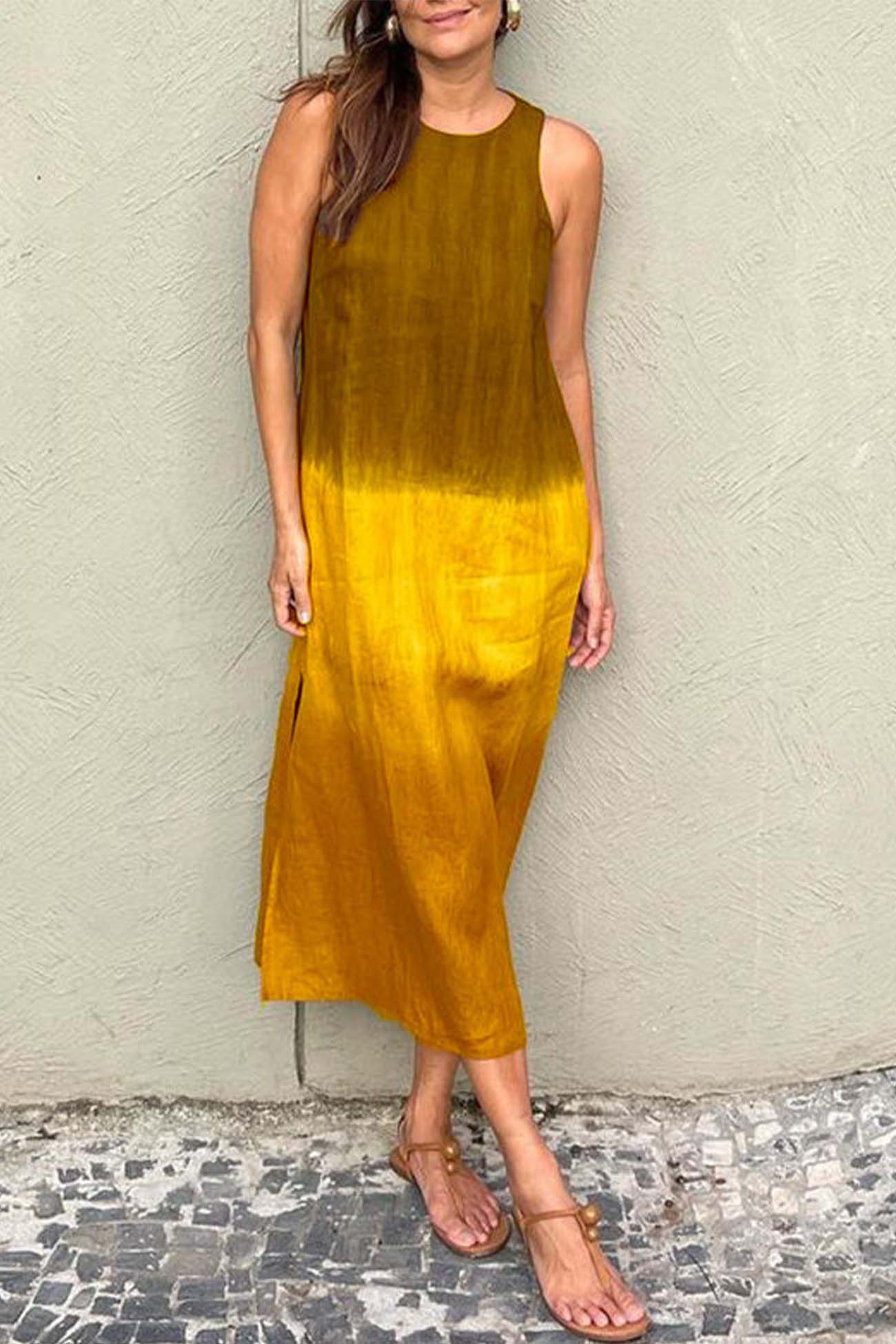 Heidi-Mode | Gradient Seitennaht Ohne Ärmel Tankkleid - Image 6