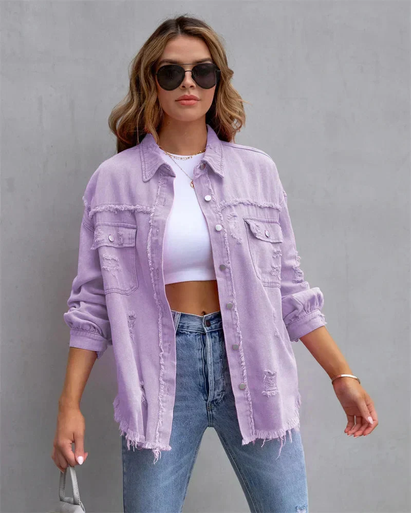Heidi-Mode | Große Zerrissene Hemdjacke für Damen - Image 10