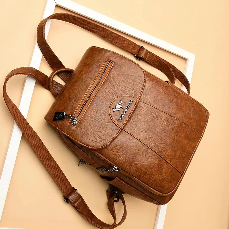 Heidi-Mode | Großer Leder Rucksack mit Diebstahlschutz für Damen - Image 2