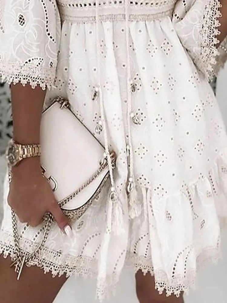 Heidi-Mode | Halbe Ärmel Boho Style Spitzenkleid Sommerkleid - Image 2