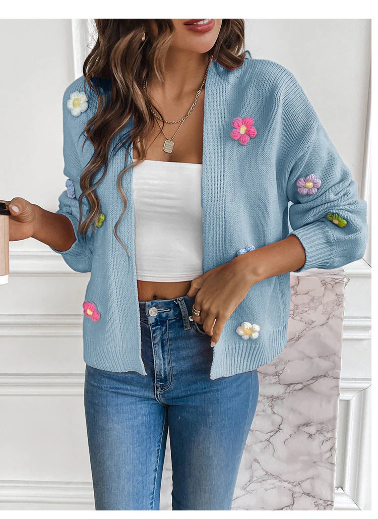 Heidi-Mode | Handgehäkelter Floral Gestrickter Cardigan - Image 4