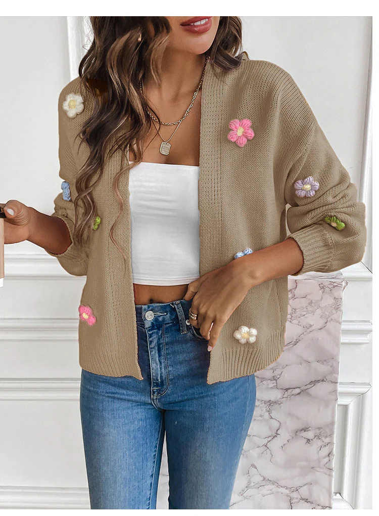 Heidi-Mode | Handgehäkelter Floral Gestrickter Cardigan - Image 8