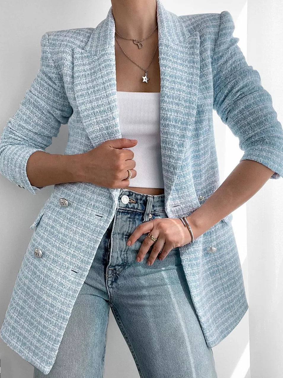 Heidi-Mode | Hellblauer Damen Blazer mit Knöpfen - Image 4