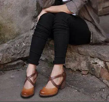 Heidi-Mode | Hellbraune Sommer Leder High Heels - Image 2