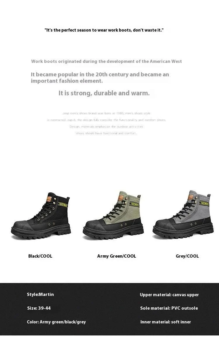 Heidi-Mode | Herren Lässige Sportliche Canvas Stiefel mit Dicker Sohle - Image 2