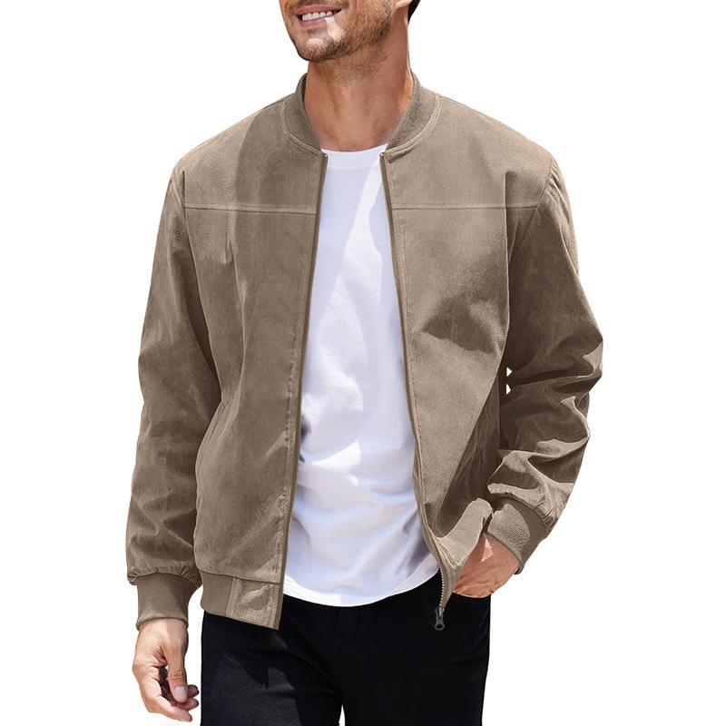 Heidi-Mode | Leichte Übergangsjacke für Männer im Wildleder-Look mit Stehkragen