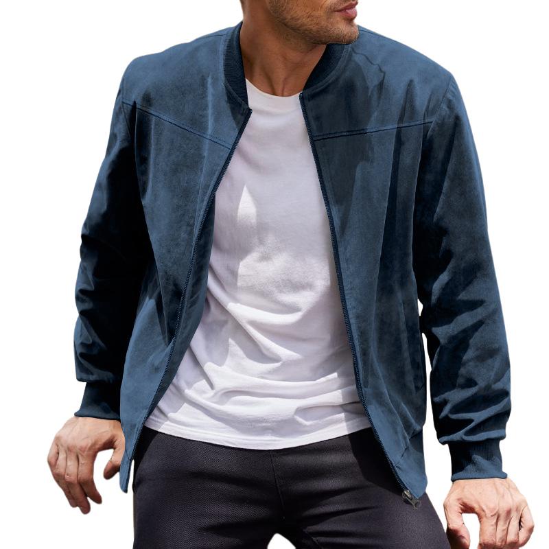 Heidi-Mode | Leichte Übergangsjacke für Männer im Wildleder-Look mit Stehkragen - Image 5
