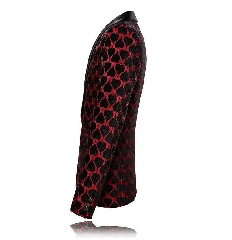 Heidi-Mode | Herren Blazer - Roter Reverskragen Smoking Blazer - Image 2