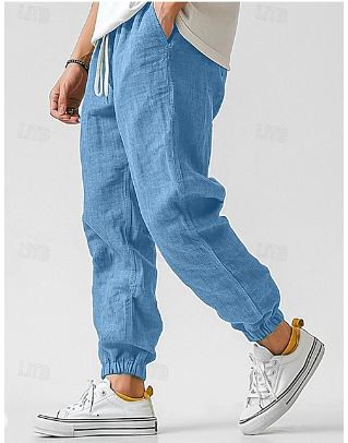 Heidi-Mode | Herren Cargohose Aus Leinen Luftige Sommerhose mit Hoher Taille