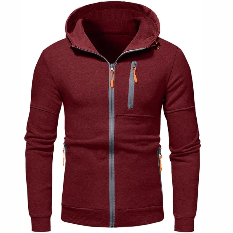 Heidi-Mode | Herren Kapuzenpulli mit Reißverschluss Schwarz Kapuzenpullover - Image 4