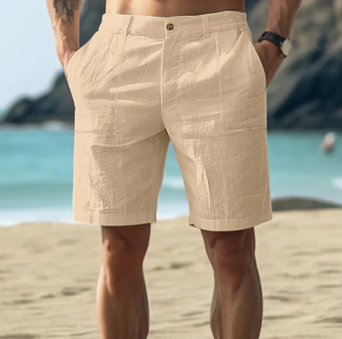 Heidi-Mode | Herren Leinen Shorts für Entspannte Sommertage - Image 2