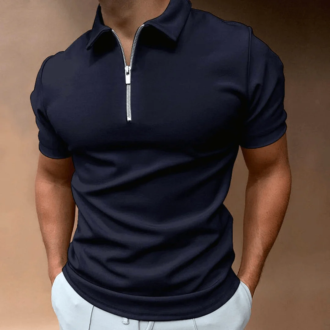 Heidi-Mode | Herren Polo Shirt Polo mit Reißverschluss und Kragen Klassisches Design & Elegant - Image 2
