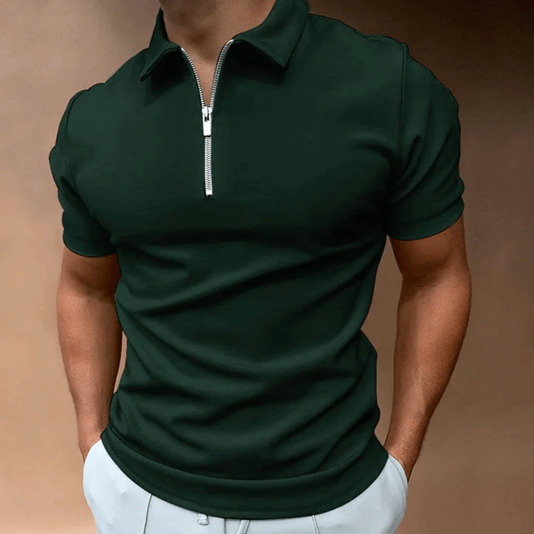 Heidi-Mode | Herren Polo Shirt Polo mit Reißverschluss und Kragen Klassisches Design & Elegant - Image 3