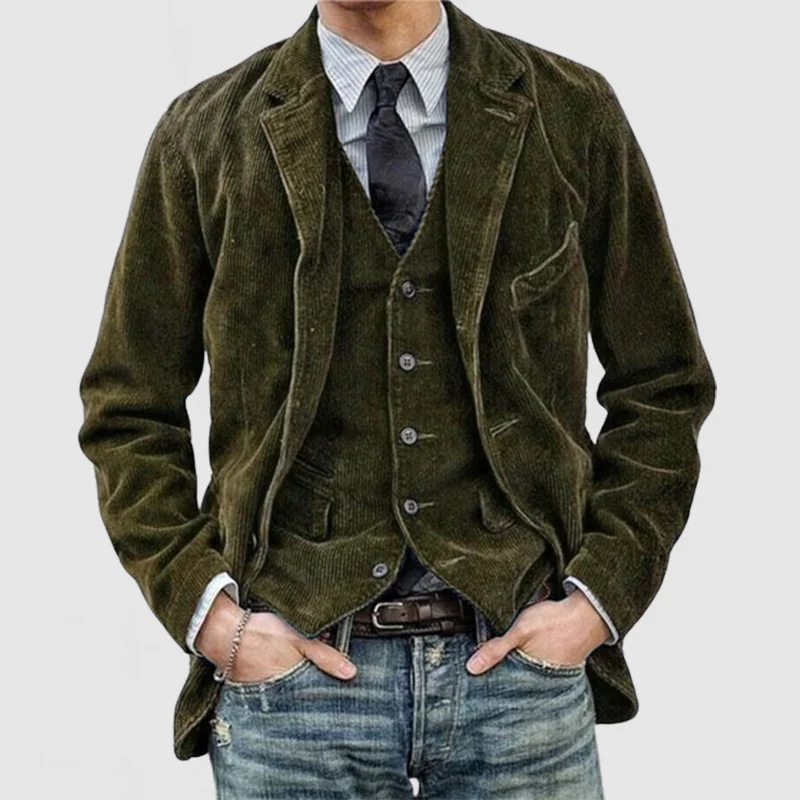 Heidi-Mode | Herren Weinlese Cordjacke Cape - Image 2