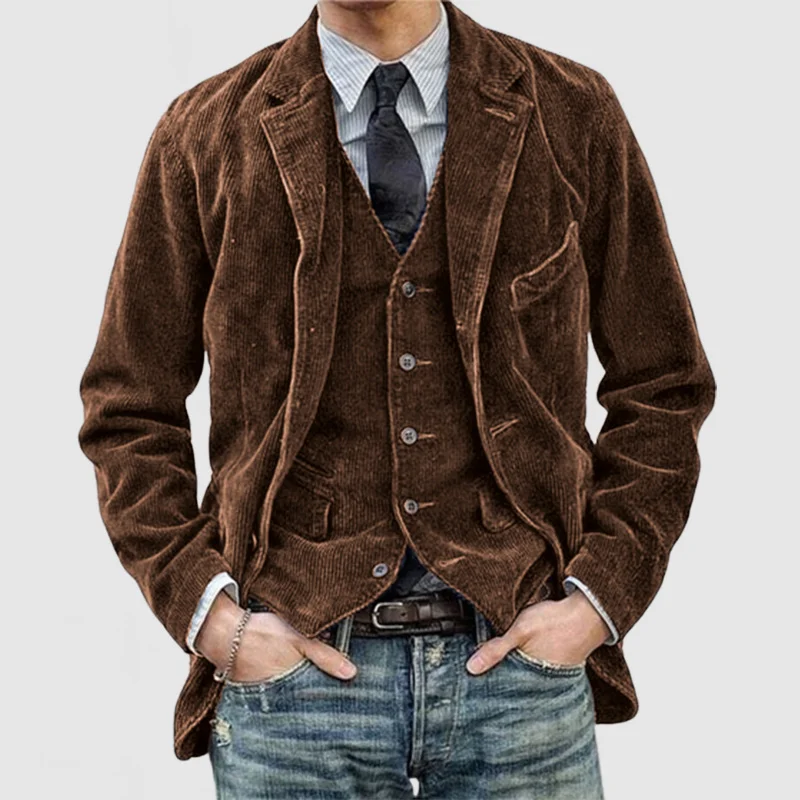 Heidi-Mode | Herren Weinlese Cordjacke Cape - Image 3