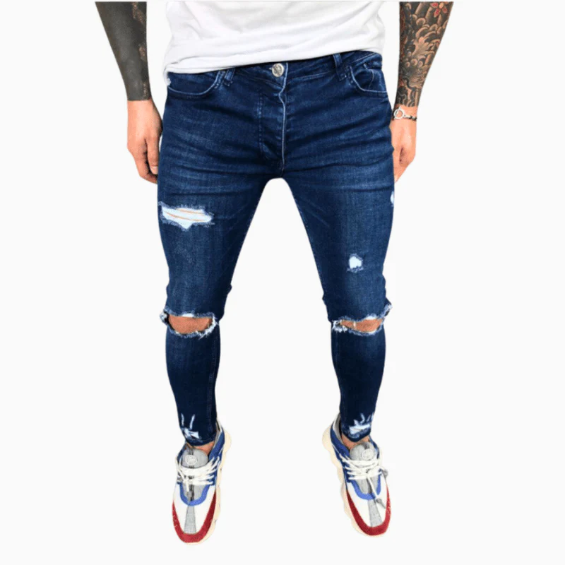 Heidi-Mode | Herrenhose Trendy Skinny Jeans mit Rissen Bequem & Stretch - Image 2