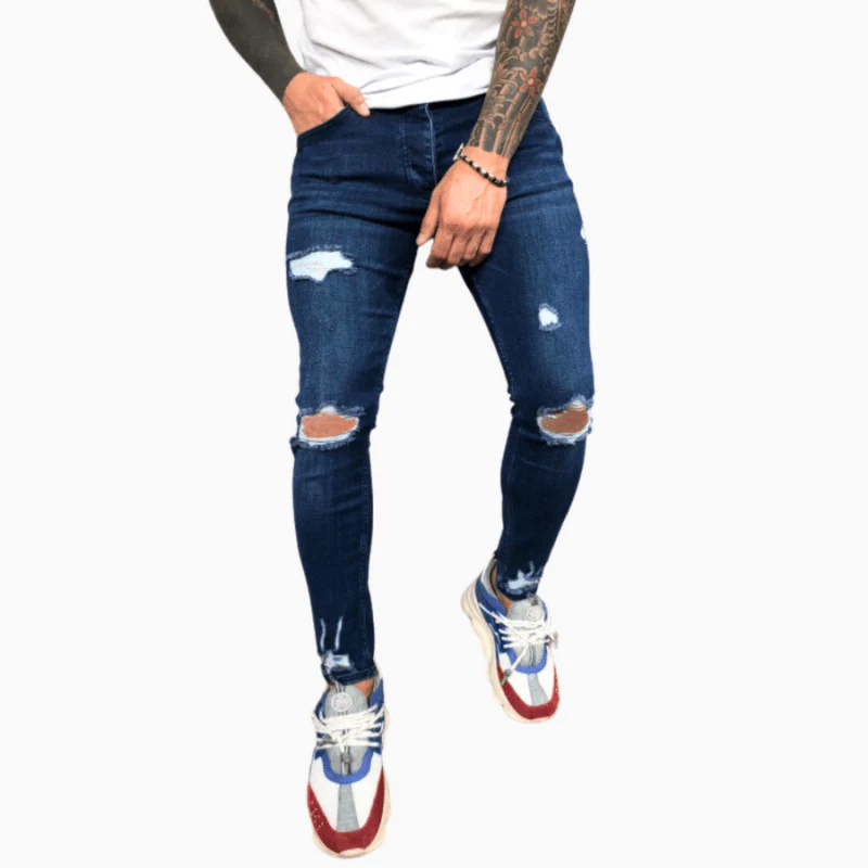 Heidi-Mode | Herrenhose Trendy Skinny Jeans mit Rissen Bequem & Stretch - Image 4