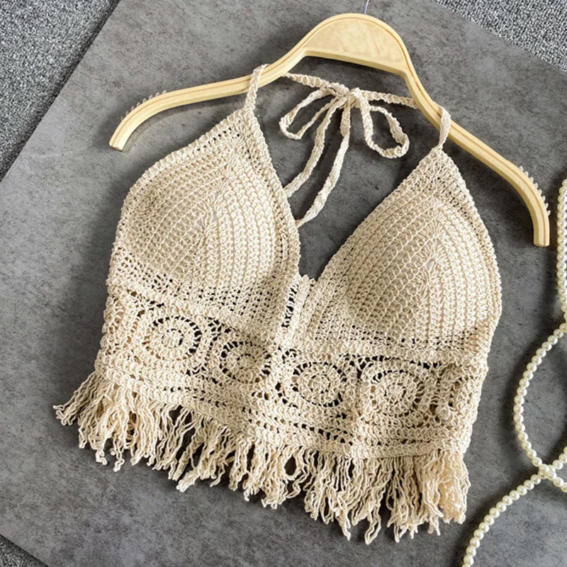 Heidi-Mode | Häkel Bikini Bh Im Boho Stil mit Quaste - Image 3