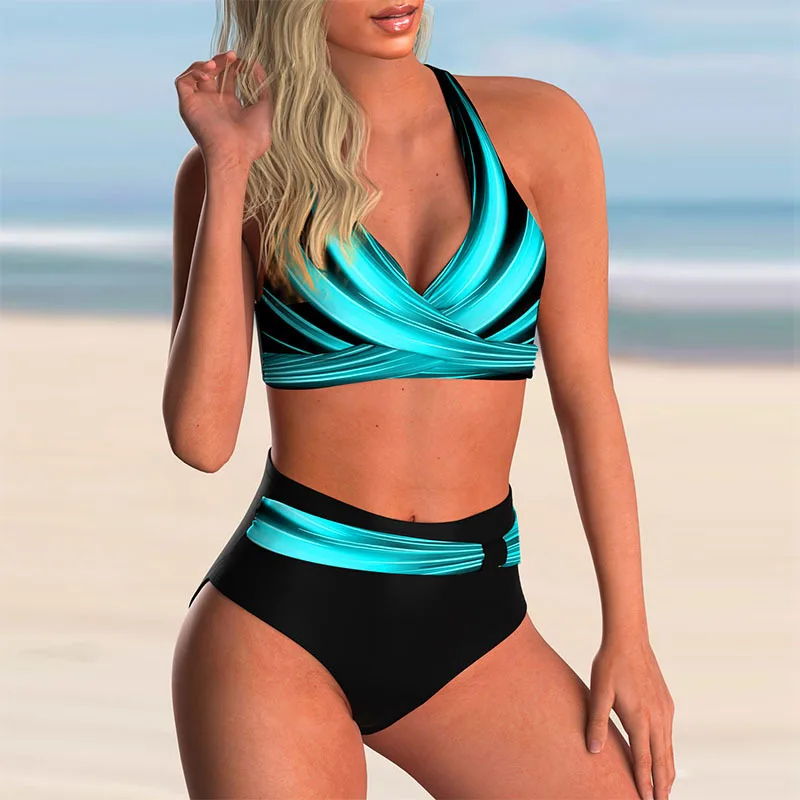 Heidi-Mode | Hoch Tailliertes Push-Up-Halter-Bikini-Set für Damen - Image 3