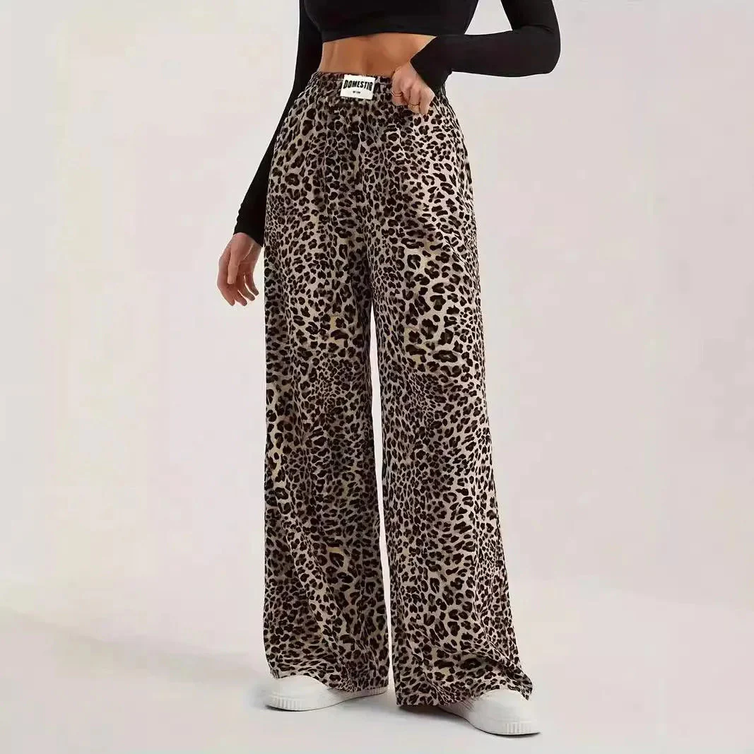 Heidi-Mode | Hoch Taillierte Lässige Gerade Hose mit Leopardenmuster - Image 3