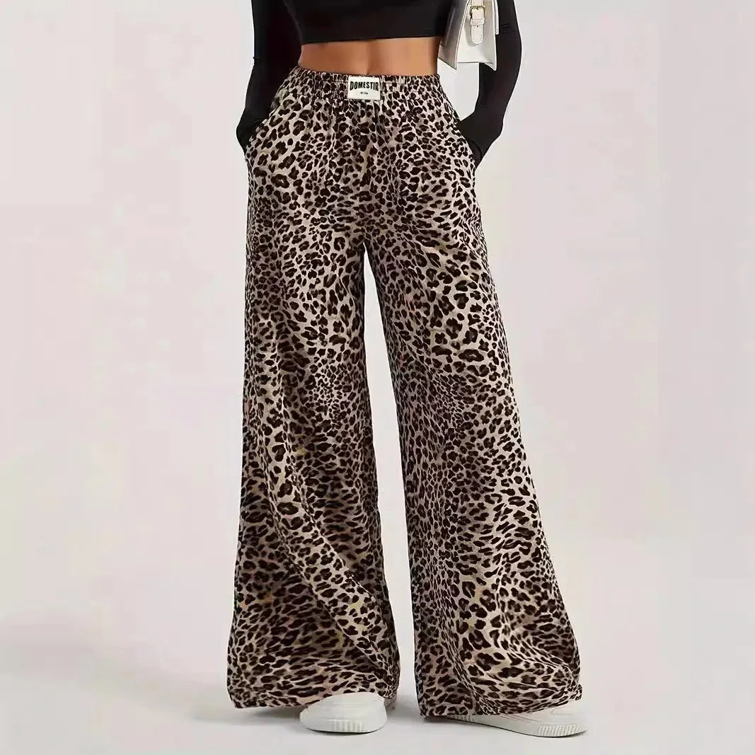 Heidi-Mode | Hoch Taillierte Lässige Gerade Hose mit Leopardenmuster - Image 5