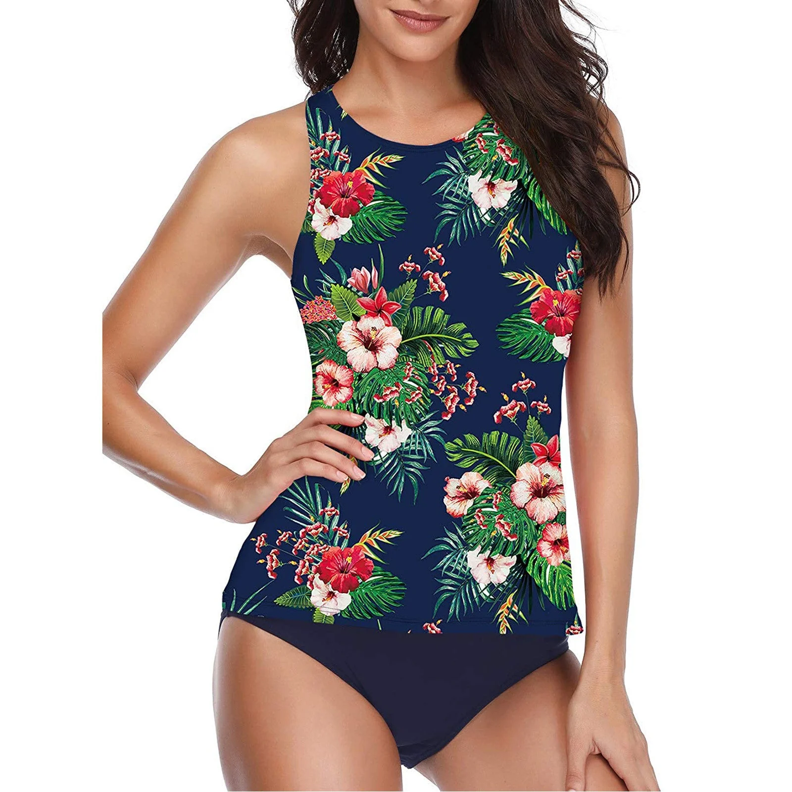 Heidi-Mode | Hochgeschlossenes Halter Scoop Back Tankini mit Shorts - Image 6