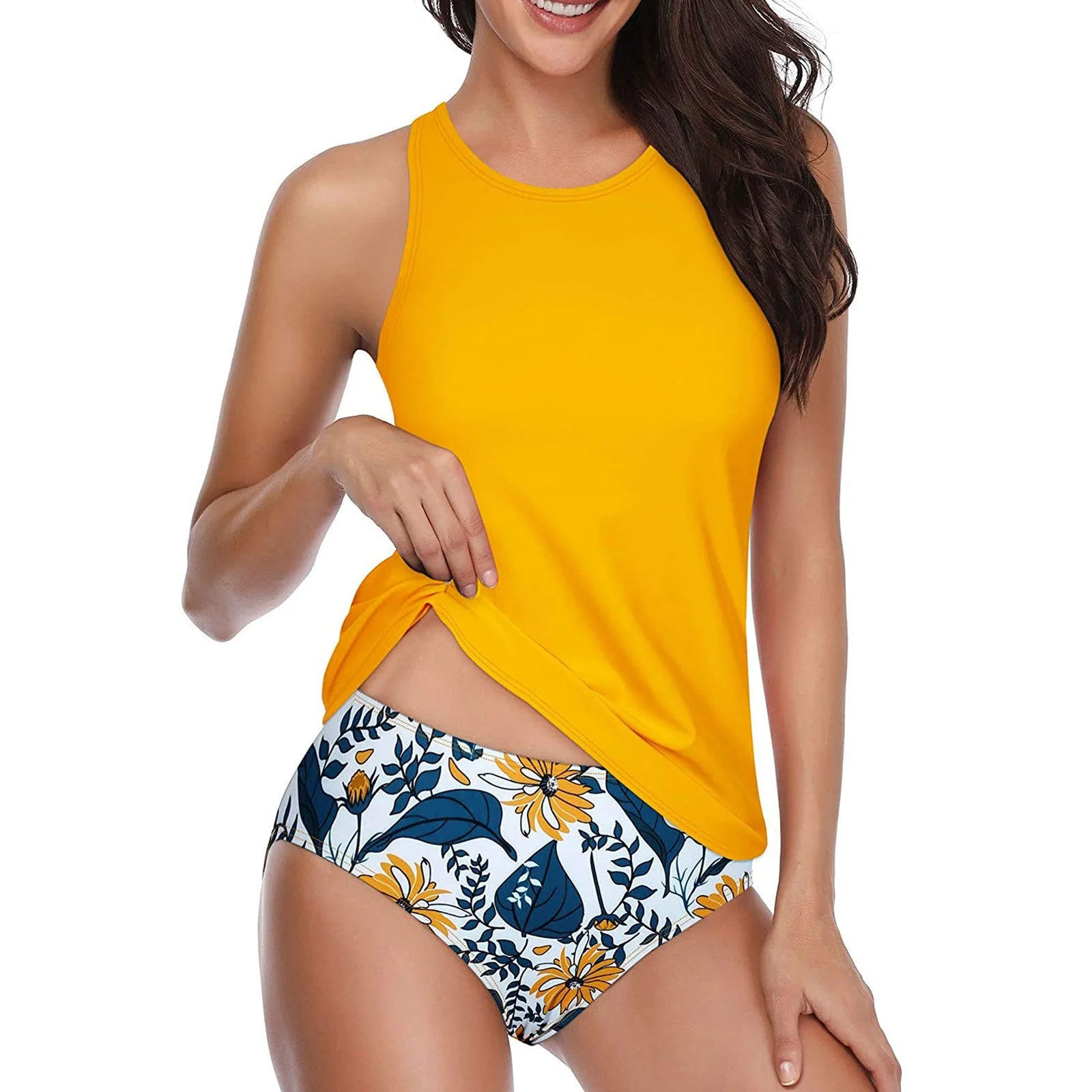 Heidi-Mode | Hochgeschlossenes Halter Scoop Back Tankini mit Shorts - Image 9