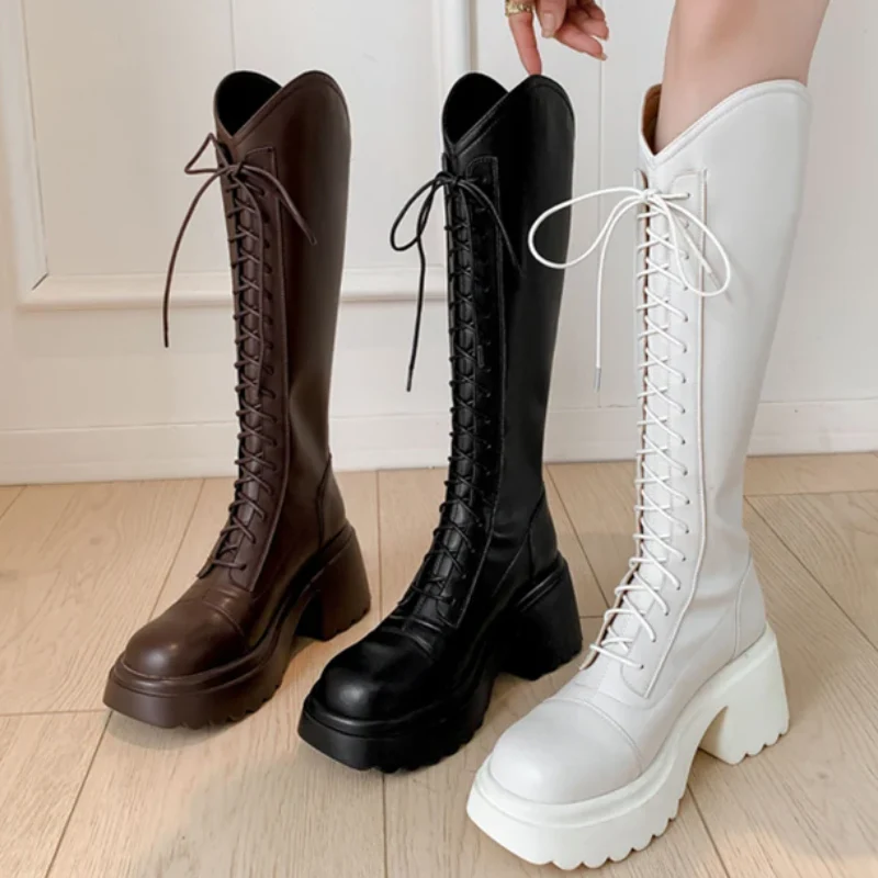 Heidi-Mode | Hohe Stiefel Damenstiefel mit Schnürung und Robuster Ferse - Image 5