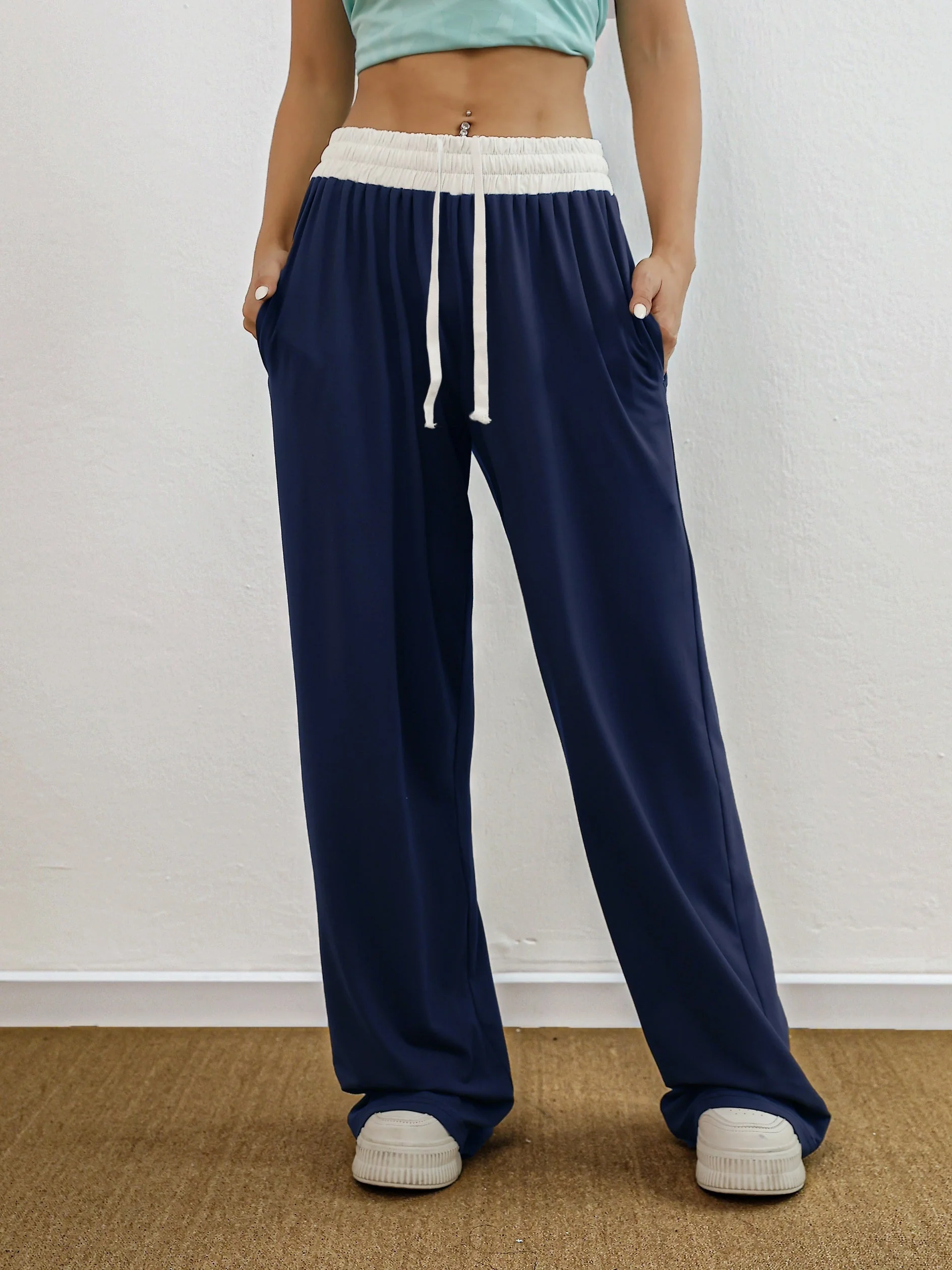 Heidi-Mode | Hohe Stretch Farbkombination Trainingshose mit Taschen - Image 14