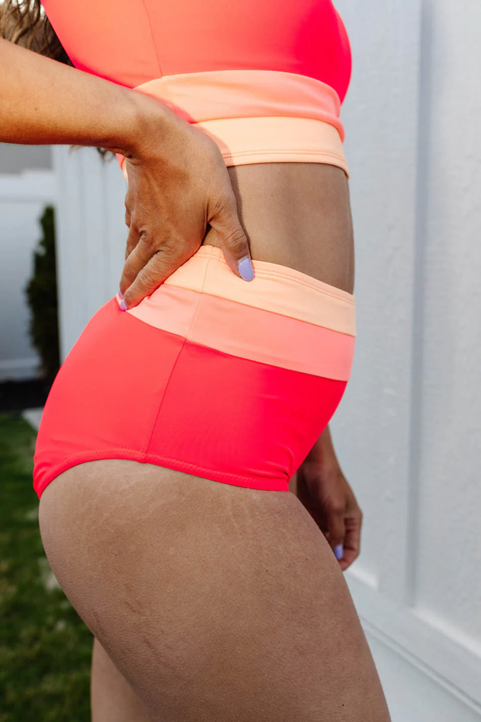 Heidi-Mode | High Waist Colorblock Marine Cut Back Crop Bikini Set - Image 33