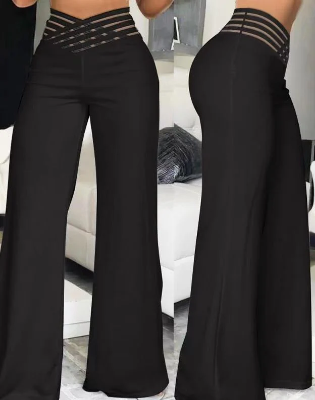 Heidi-Mode | Hohe Taille Weite Beine Dekorativer Bund Lange Länge Stretch Komfort - Image 6