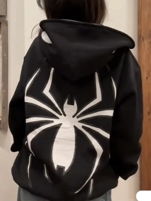 Heidi-Mode | Hoodie mit Reißverschluss Und Spinnenprint - Image 2