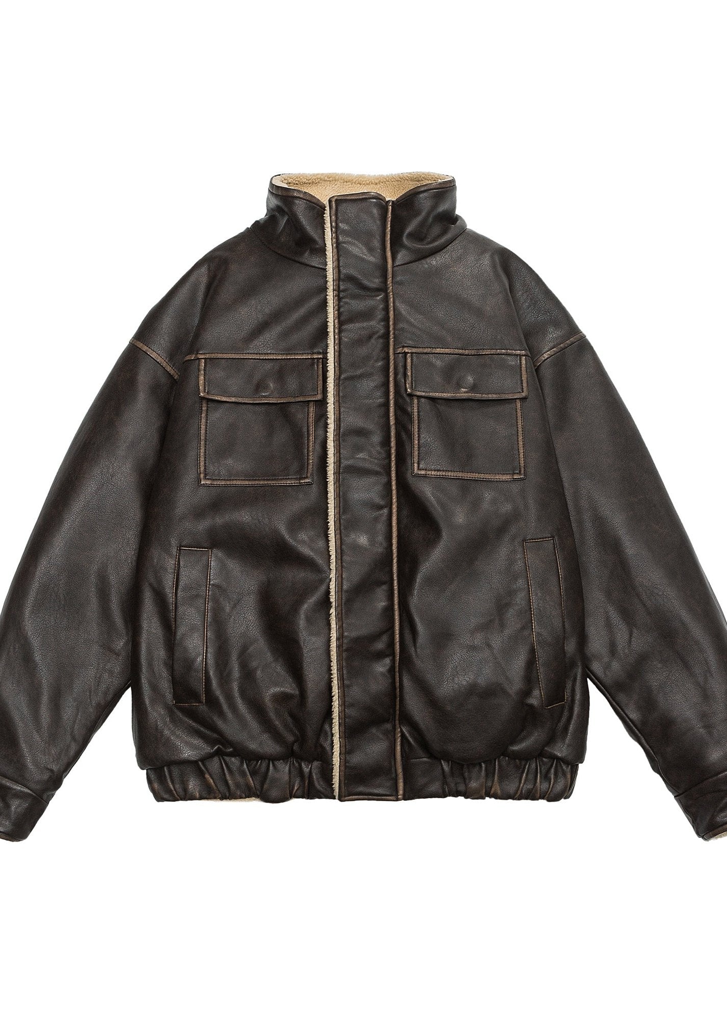 Heidi-Mode | Inspirierte Lammfleece gefütterte Lederjacke – Unisex-Stil - Image 4