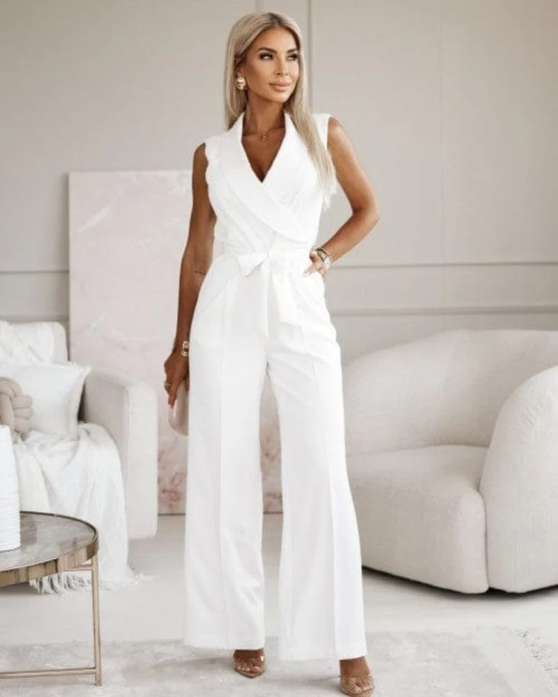 Heidi-Mode | Jumpsuit Ärmellos V Ausschnitt Weit Geschnittener Jumpsuit Damenbekleidung - Image 5