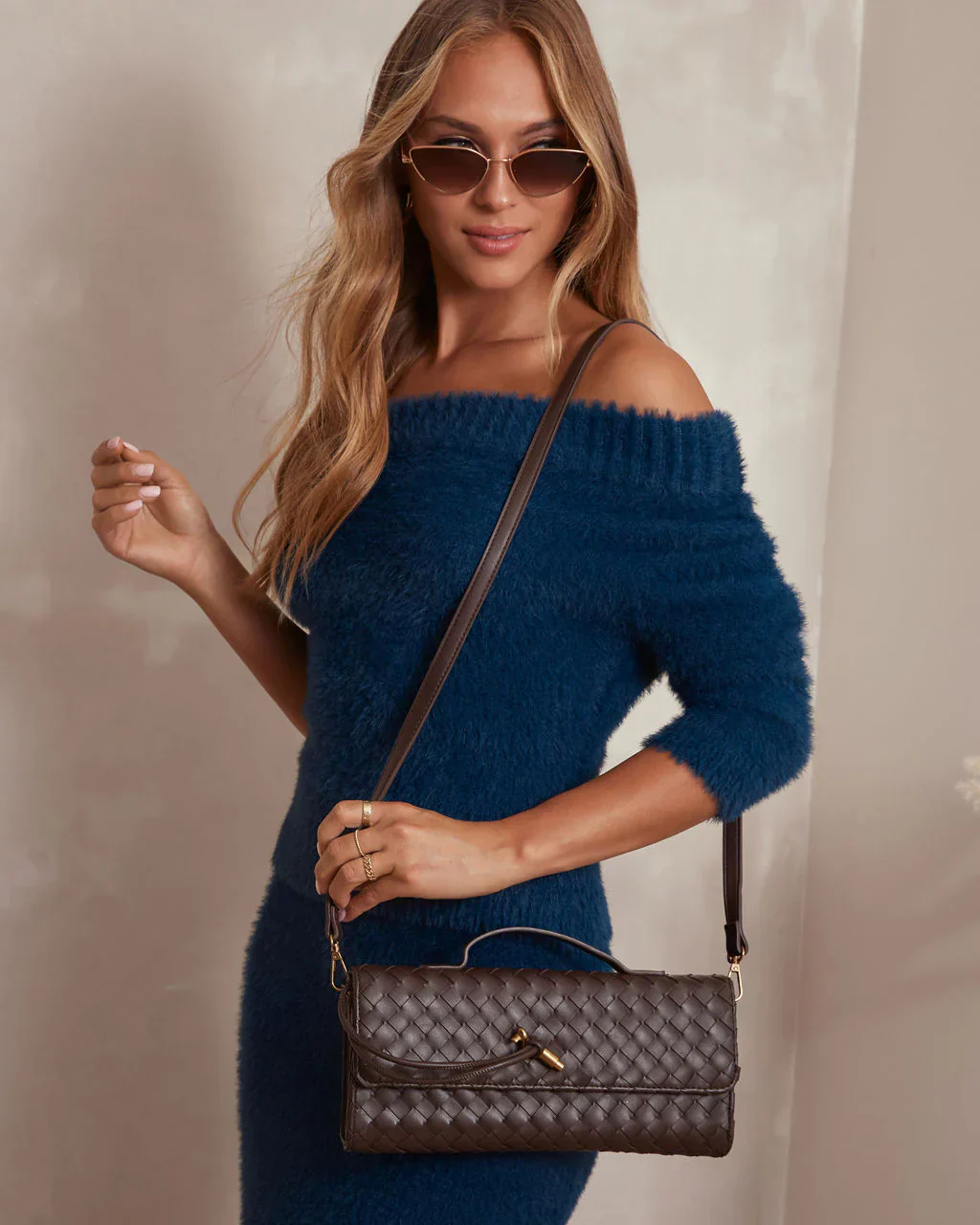 Heidi-Mode | Kaffee Damen Handtasche mit Geflochtenem Design - Image 3