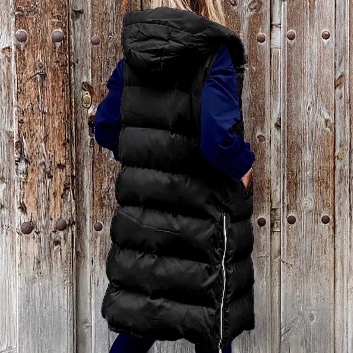 Heidi-Mode | Kapuze Lange Weste Lässig Mode Einreihig Jacke - Image 13
