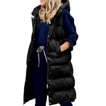 Heidi-Mode | Kapuze Lange Weste Lässig Mode Einreihig Jacke - Image 8