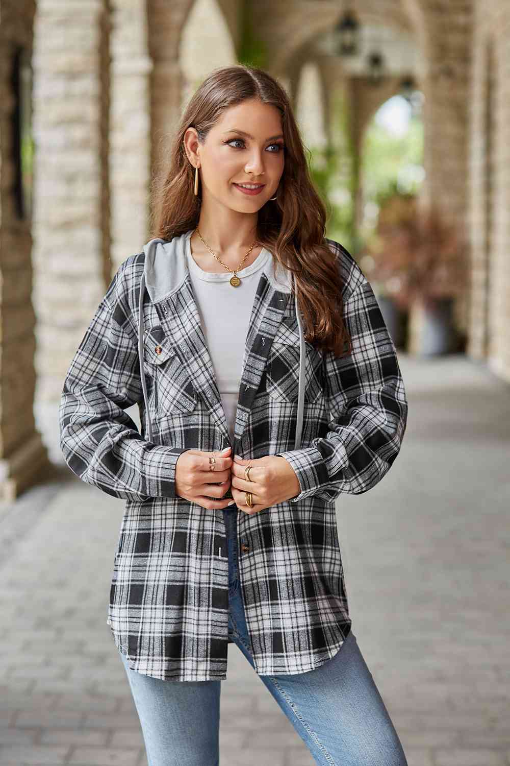 Heidi-Mode | Karierter Langarm Kapuzenjacke - Image 12