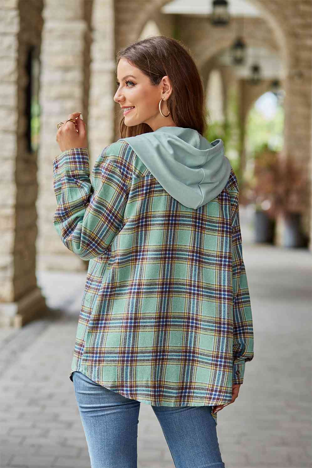 Heidi-Mode | Karierter Langarm Kapuzenjacke - Image 6