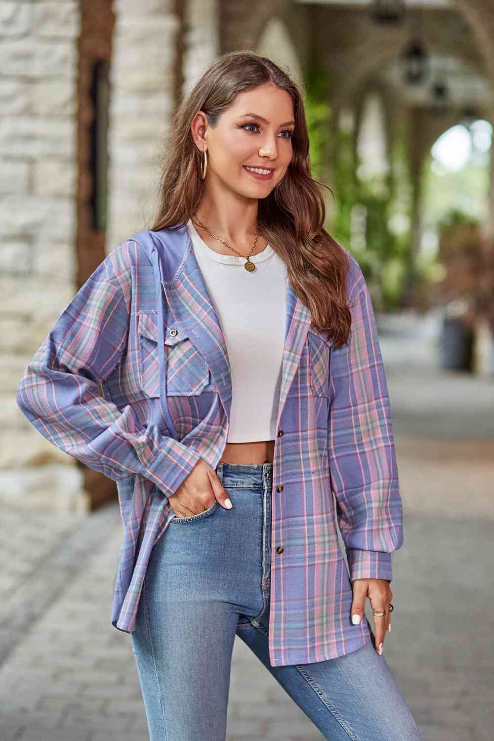 Heidi-Mode | Karierter Langarm Kapuzenjacke - Image 7