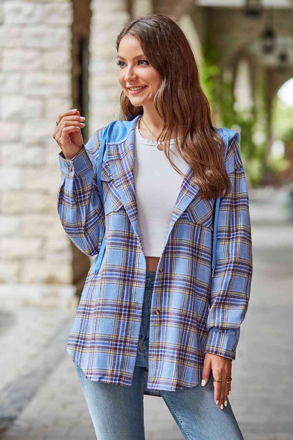 Heidi-Mode | Karierter Langarm Kapuzenjacke - Image 9