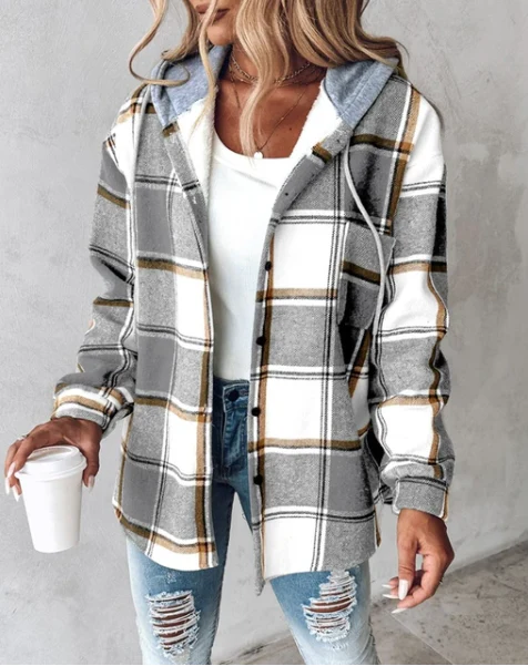 Heidi-Mode | Kariertes Kapuzenjacke - Image 5