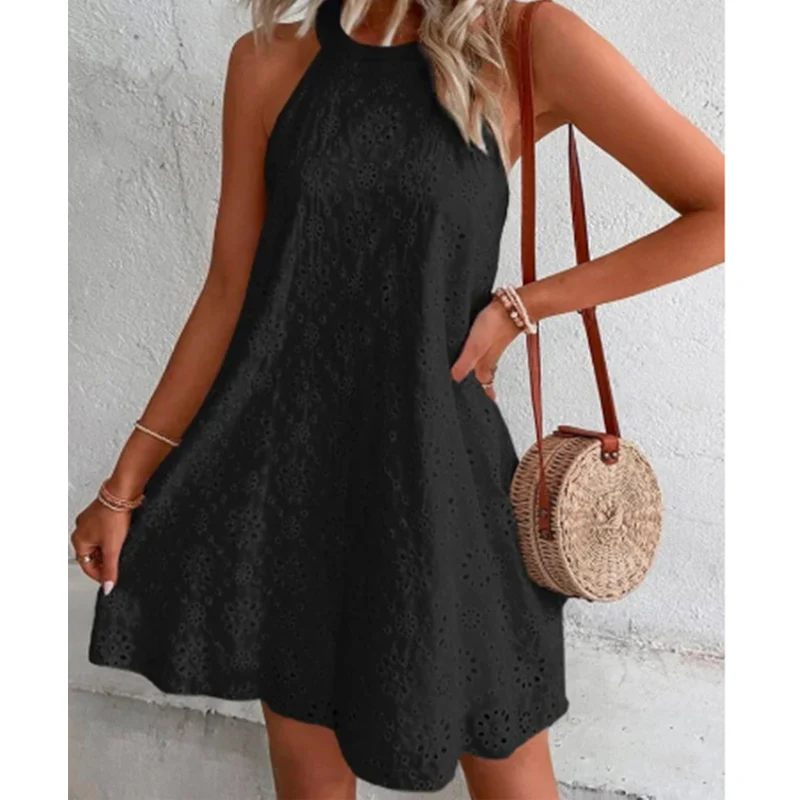 Heidi-Mode | Sommer Frauen O-Ausschnitt Sexy Schmal Weiß Mini Kleid - Image 3