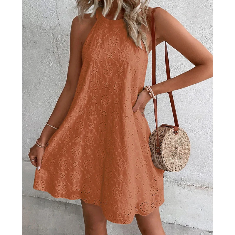 Heidi-Mode | Sommer Frauen O-Ausschnitt Sexy Schmal Weiß Mini Kleid - Image 4