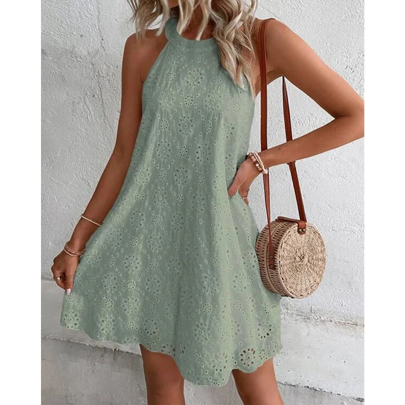 Heidi-Mode | Sommer Frauen O-Ausschnitt Sexy Schmal Weiß Mini Kleid - Image 5